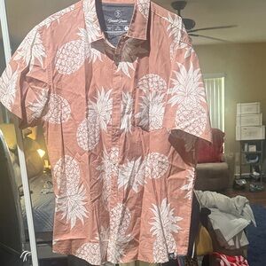 Pineapple Print Men's Shirt - Peach